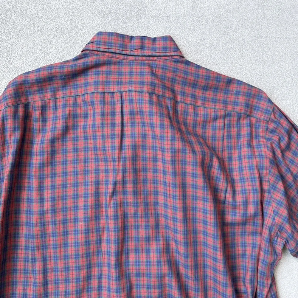 Polo Ralph Lauren Shirt Mens Medium Red Tartan Plaid Lowell Sport Sleeved Cotton